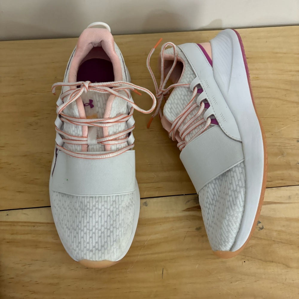 Under Armour Women's White and Pink Athletic Sneakers